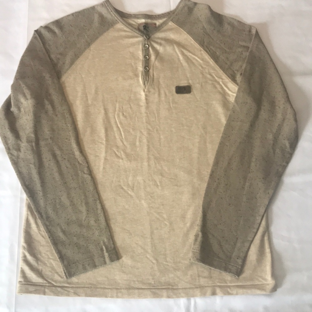 PRPS Henley long Sleeve Shirt Tan Speckled Sz L